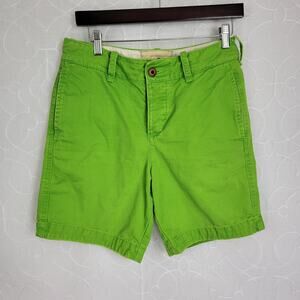 VTG‎ Hollister Shorts Mens 28 Lime Green Button Fly Flat Front 7" Inseam